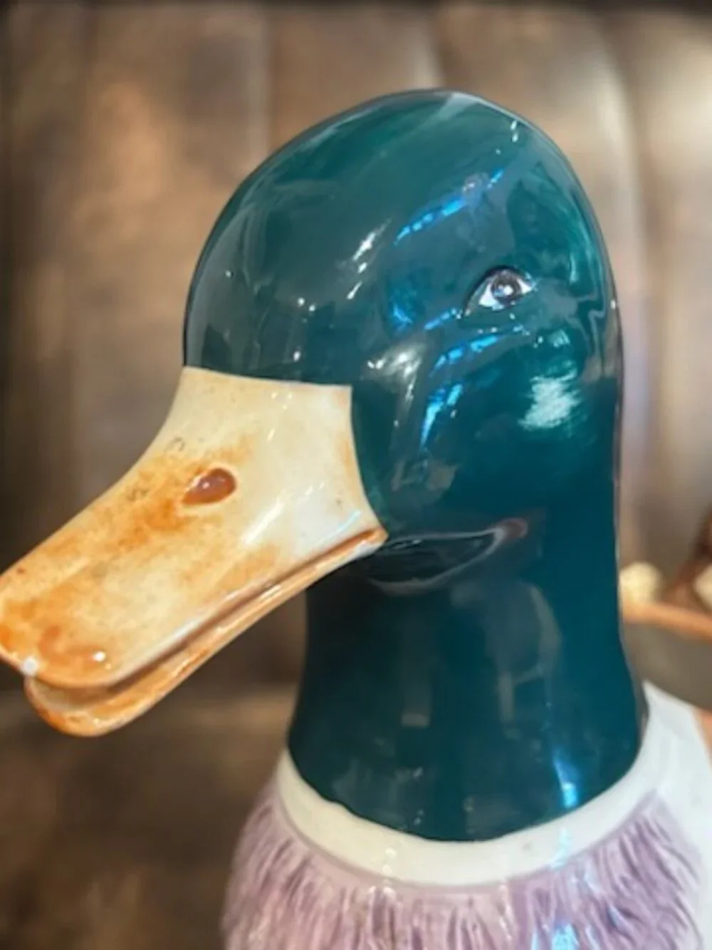 Vintage Hand Painted Mallard Duck Pitcher Jug